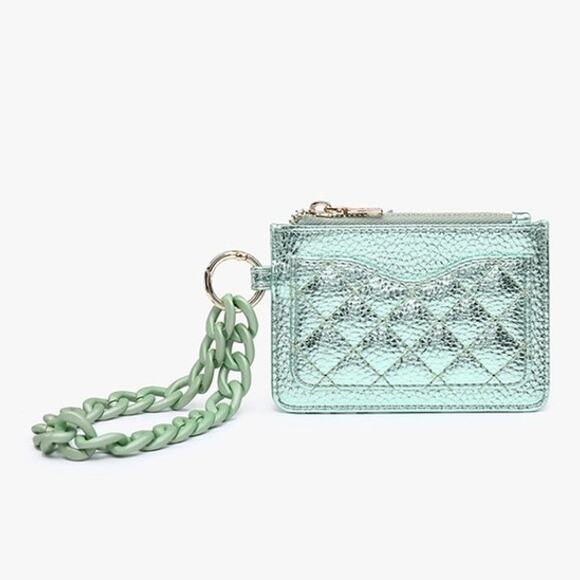 Rhodes Quilted Wallet with Chain Wristlet Bangle Metallic Jadelite - Picture 1 of 5